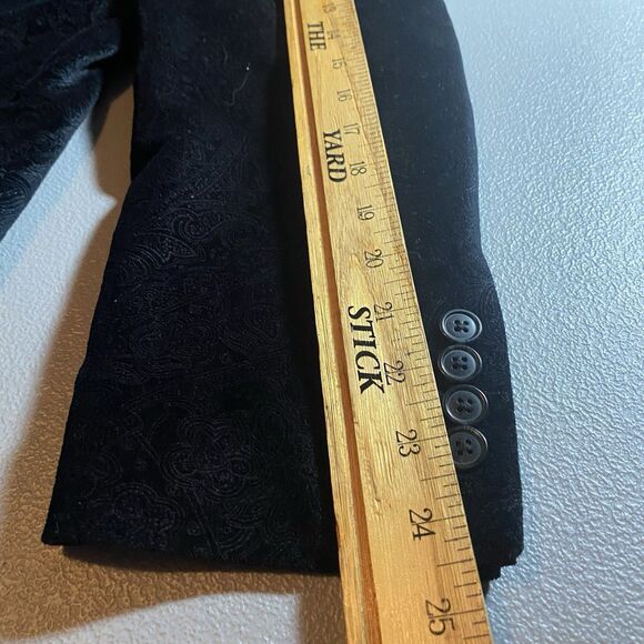 MADISON Blazer Paisley Velvet Sport Coat Casual Jacket Cotton Mens 40R Black - Picture 8 of 10